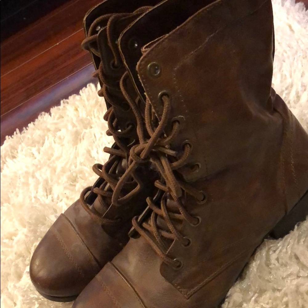 Brown leather boots